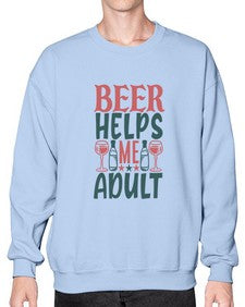 beer helps me adult 646# - beer- Sweatshirt - Crew