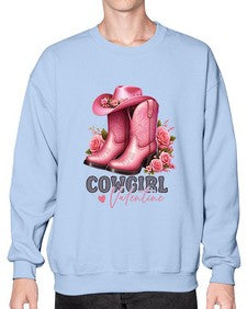 cowgirl valentine cupid valentine 352# - western- Sweatshirt - Crew