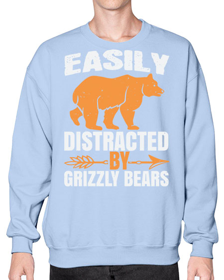 easily distracted by grizzly bears 107# - bears - animals- Sweatshirt - Crew