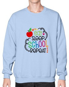 eat sleep school repeat 45# - general school- Sweatshirt - Crew
