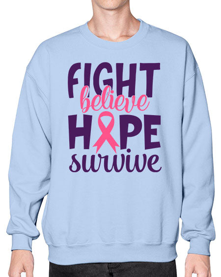 fight believe hope survive Style 13# - breast cancer- Sweatshirt - Crew