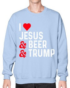 i love jesus beer and trump 1140# - beer- Sweatshirt - Crew