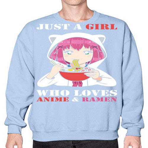 just a girl who loves anime and ramen258# - anime- Sweatshirt - Crew