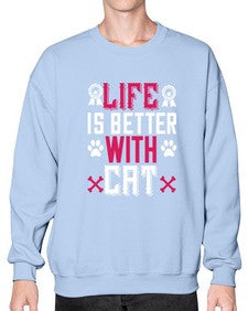 life is better with cat Style 65# - cats- Sweatshirt - Crew