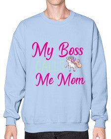 my boss calls me mom 313# - unicorn- Sweatshirt - Crew