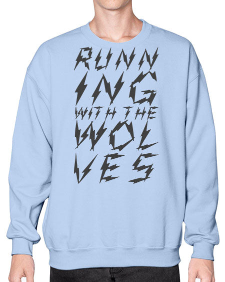 running with the wolves - wolf- Sweatshirt - Crew