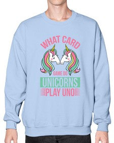 what card game do unicorns play uno 548# - unicorn- Sweatshirt - Crew