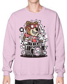 Bear drummer 14# - cartoon animals- Sweatshirt - Crew