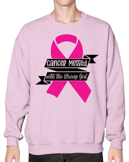 Cancer Messed with the Wrong Girl 30# - breast cancer- Sweatshirt - Crew
