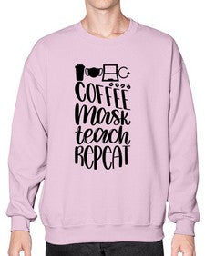Coffee Mask Teach Repeat Style 660# - teacher- Sweatshirt - Crew