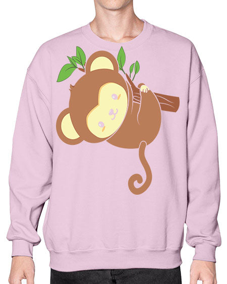Cute Monkey Hanging on Tree 4# - monkey- Sweatshirt - Crew