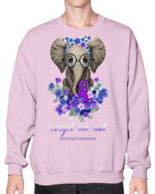 Forget me not Alzheimers Awareness Elephant Flower 150# - alzheimers- Sweatshirt - Crew