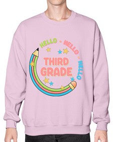 Hello third Grade Pencil 346# - third grade- Sweatshirt - Crew