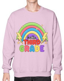 Hello third Grade Rainbow 348# - third grade- Sweatshirt - Crew