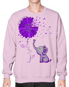 Hope Fight Cure Elephant Alzheimers Purple Ribbon 161# - alzheimers- Sweatshirt - Crew