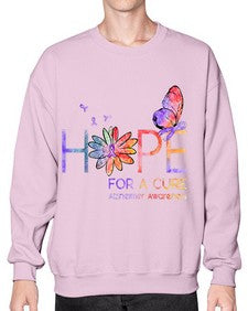 Hope For A Cure Alzheimer Awareness Flower 162# - alzheimers- Sweatshirt - Crew