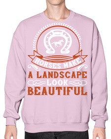 Horses make a landscape look beautiful Style 42# - horse- Sweatshirt - Crew