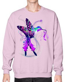 Hummingbird Holding Purple Ribbon Alzheimers Awareness 166# - alzheimers- Sweatshirt - Crew