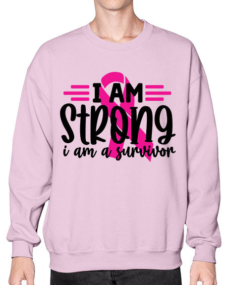 I Am Strong I Am a Survivor 20# - breast cancer- Sweatshirt - Crew