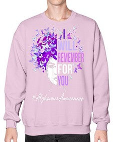 I Will Remember For You Alzheimer Awareness Womens Butterfly 180# - alzheimers- Sweatshirt - Crew