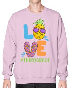 LOVE third Grade Summer Pineapple 527# - third grade- Sweatshirt - Crew