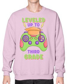 Leveled up to third Grade 472# - third grade- Sweatshirt - Crew