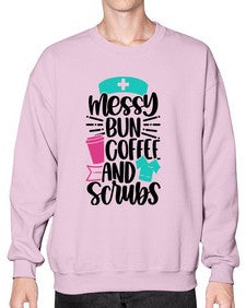 Messy Bun Coffee And Style Style 1097# - nurse- Sweatshirt - Crew