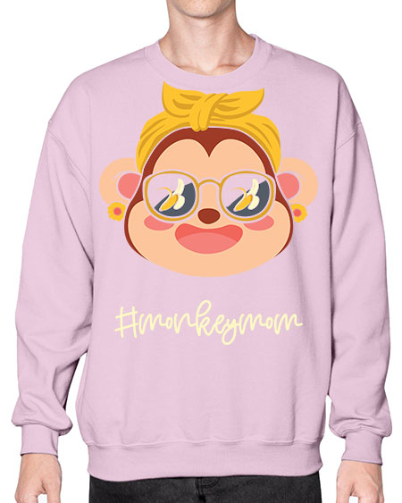 Monkey Mom Banana Glasses 16# - monkey- Sweatshirt - Crew