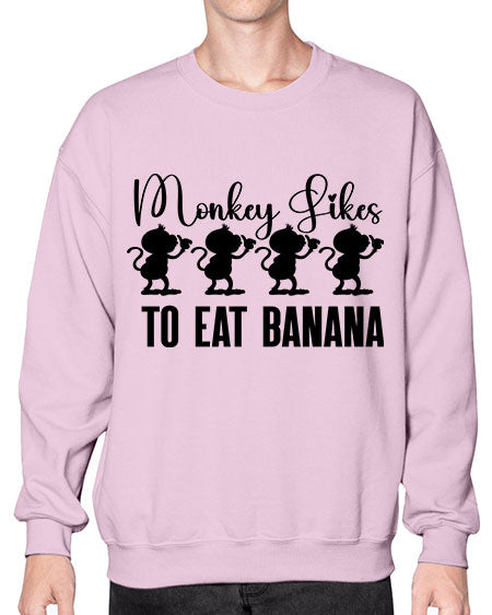 Monkey likes to eat banana  - monkey- Sweatshirt - Crew