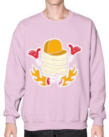 Pancake on fire 200# - cartoon food- Sweatshirt - Crew