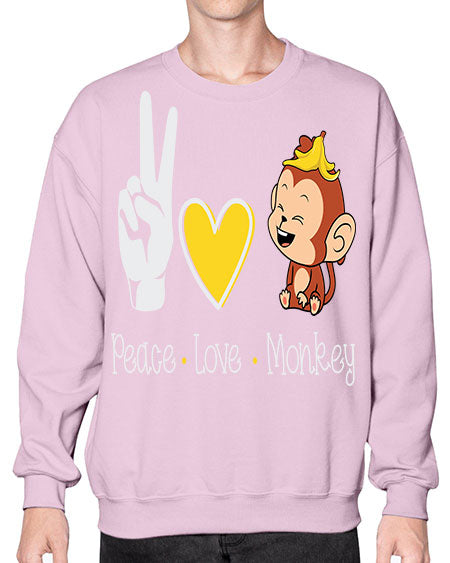 Peace Love Monkey 20# - monkey- Sweatshirt - Crew