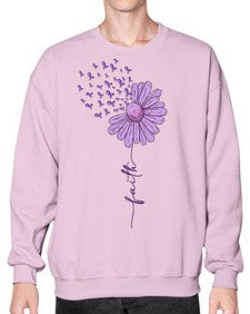 Purple Daisy Faith AlzheimerS Awareness 209# - alzheimers- Sweatshirt - Crew
