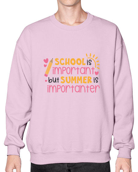 School is important but summer is importanter 84# - summer- Sweatshirt - Crew