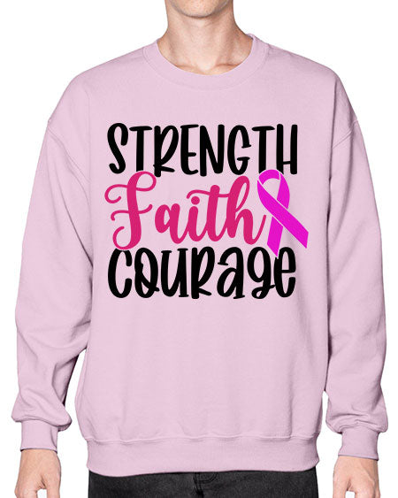 Strength Faith Courage 7# - breast cancer- Sweatshirt - Crew