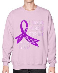 Womens I Wear Purple for My Dad Alzheimers Disease Awareness VNeck 221# - alzheimers- Sweatshirt - Crew