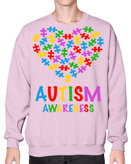 autism awareness heart love puzzle 15# - autism- Sweatshirt - Crew