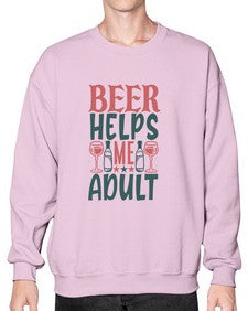 beer helps me adult 646# - beer- Sweatshirt - Crew