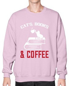 cats book and coffee Style 37# - cats- Sweatshirt - Crew