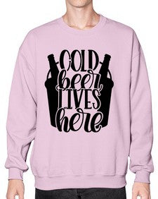 cold beer lives here 872# - beer- Sweatshirt - Crew