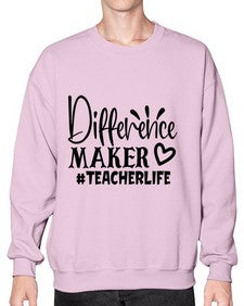 difference maker teacherlife Style 121# - teacher- Sweatshirt - Crew