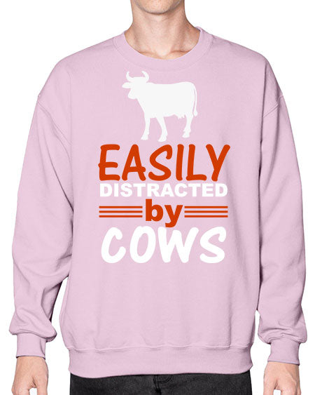easily distracted by cows Style 4# - cow- Sweatshirt - Crew