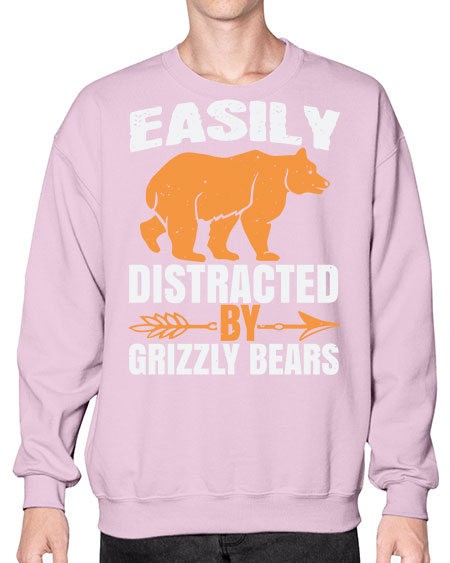 easily distracted by grizzly bears 107# - bears - animals- Sweatshirt - Crew