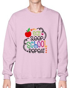 eat sleep school repeat 45# - general school- Sweatshirt - Crew