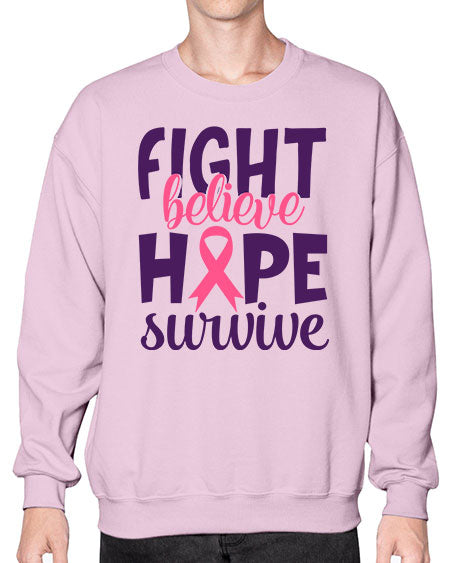 fight believe hope survive Style 13# - breast cancer- Sweatshirt - Crew