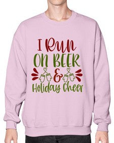 i run on beer holiday cheer 1160# - beer- Sweatshirt - Crew