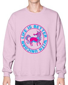 life is better with unicorn 251# - unicorn- Sweatshirt - Crew