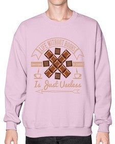 life without books chocolate coffee is just useless 318# - chocolate- Sweatshirt - Crew