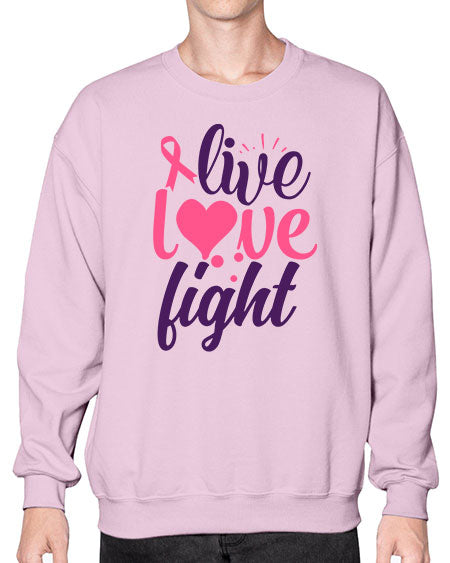 live love fight Style 8# - breast cancer- Sweatshirt - Crew