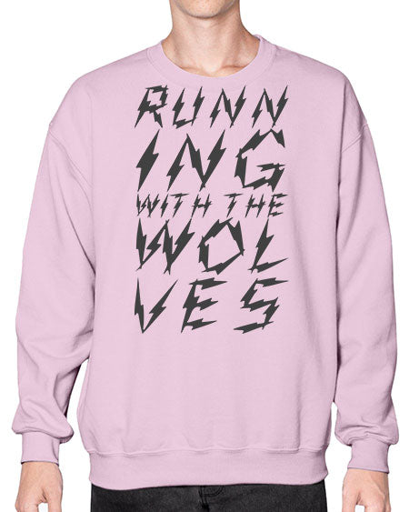 running with the wolves - wolf- Sweatshirt - Crew
