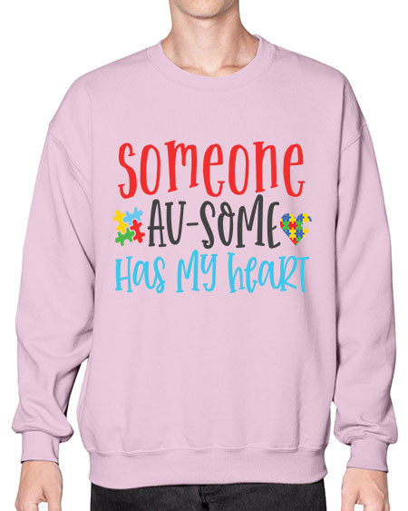 someone ausome has my heart Style 40# - autism- Sweatshirt - Crew